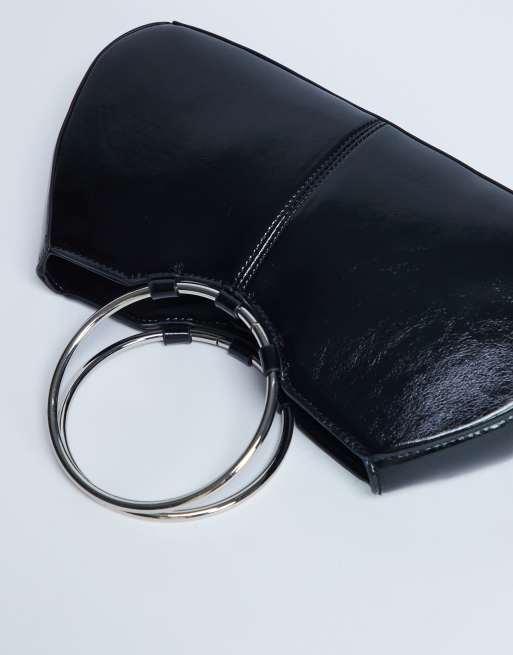 Bolso de mano negro con asas de anillas de metal Griffith de Topshop, 4 de 4
