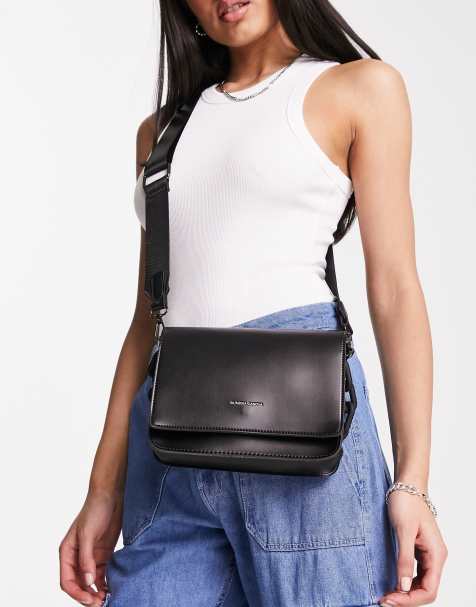 Moda mujer hombro bandolera Bolso de cuero casual pequeño Bolso (negro)