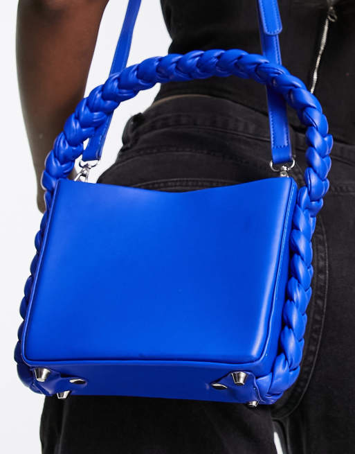 Bolso de mano pequeño azul eléctrico con asa trenzada de Glamorous, 4 de 4