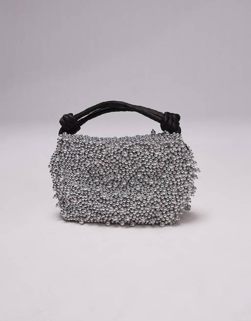 Bolso de mano plateado con adornos de cuentas Gru de Topshop, 3 de 4