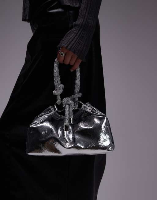 Bolso de mano plateado con asas adornadas Gatsby de Topshop