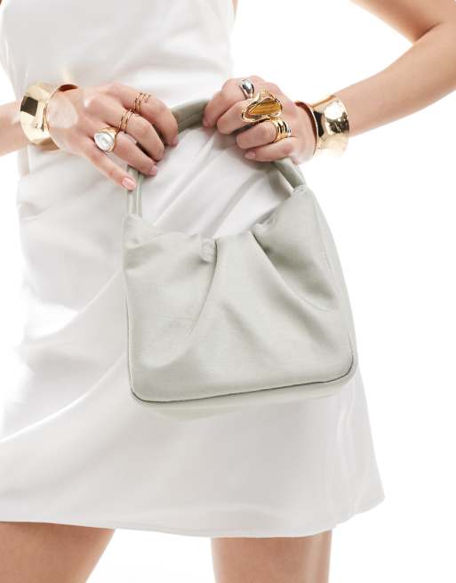 Bolso de mano plateado con parte delantera fruncida de ASOS DESIGN