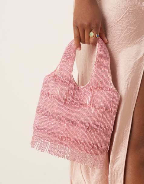 Bolso de mano rosa con flecos de cuentas de True Decadence - view 1