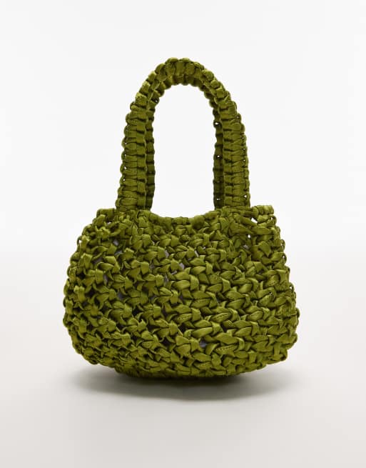 Bolso de mano verde de croché Gracie de Topshop, 3 de 4