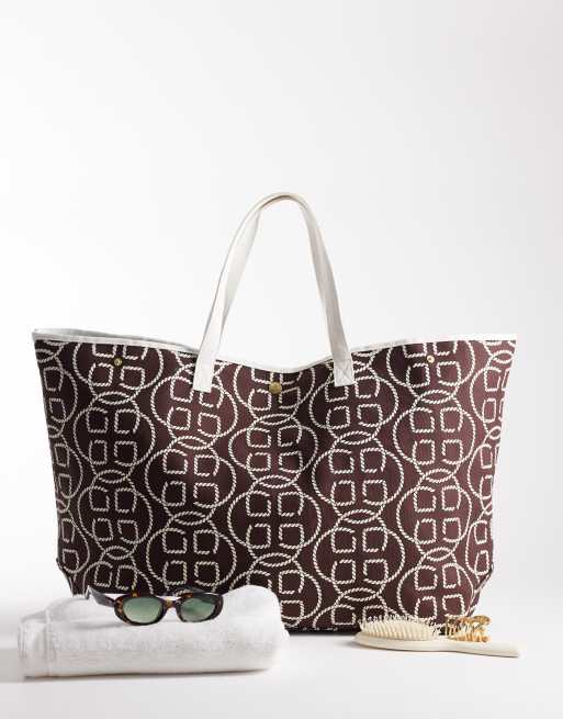 Bolso de playa marrón extragrande de lona de GANT, 2 de 4