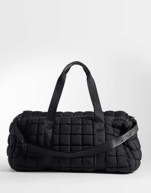 Bolso de viaje negro acolchado extragrande para gimnasio de tejido liso de 4505, 4 de 4