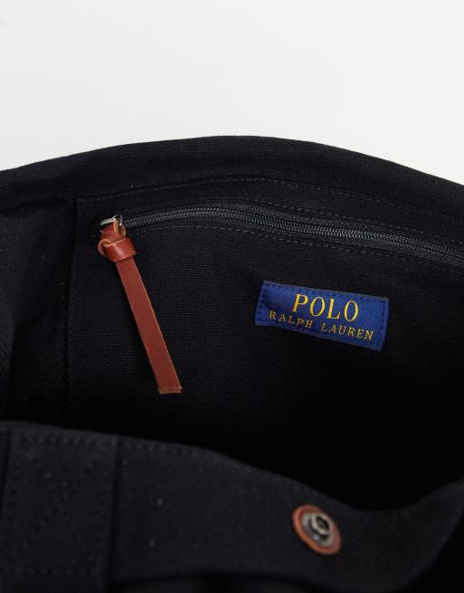 Buena suerte Un pan Rizado Bolso de viaje negro estilo tote con logo de caballo de Polo Ralph Lauren |  ASOS