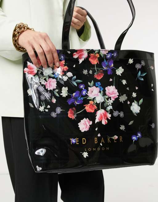 Bolso grande negro art stico con flores de s ndalo Elizcon de Ted Baker