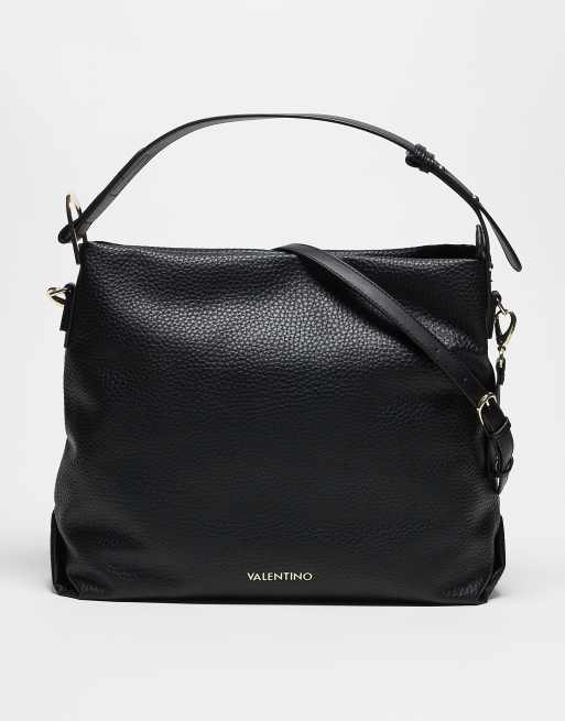 Bolso hombro negro flexible texturizado de estilo tote Farrah de Valentino 