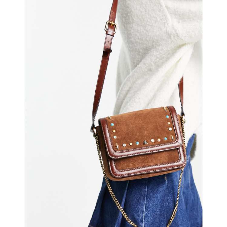 Bolso marron oscuro discount piel