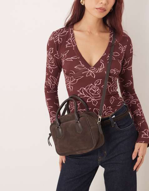 Bolso marrón oscuro estilo bolera de ante Bree de Becksondergaard - view 1