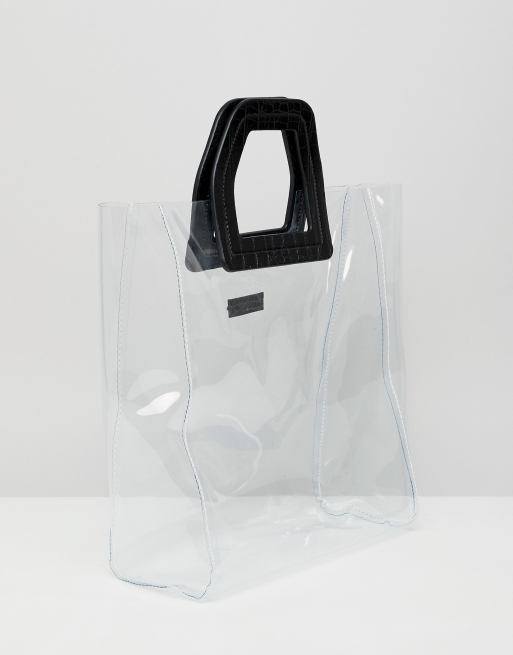 Laboratorio pálido He reconocido Bolso negro con asa superior transparente de Mango | ASOS