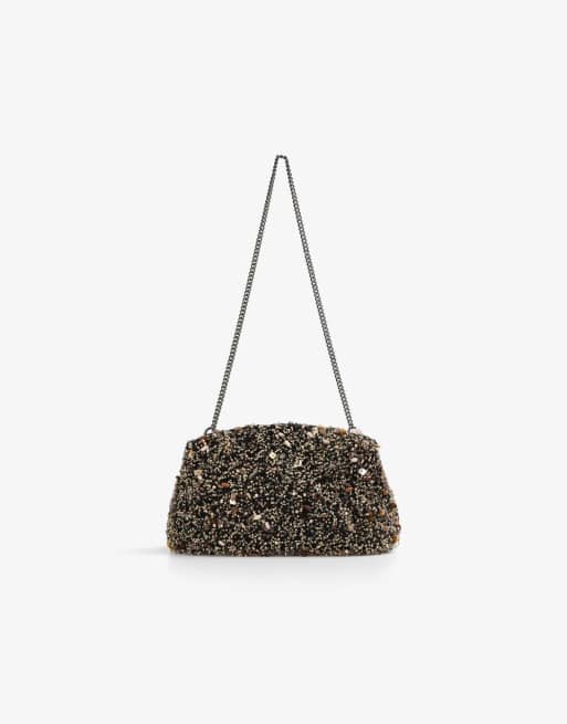 Bolso negro de punto con cuentas de Scalpers