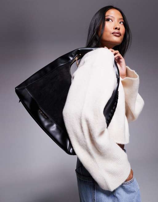 Bolso negro flexible con detalles sobrehilados de River Island, 4 de 4