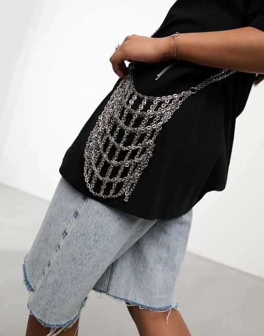 Bolso pequeño plateado con cadena de Weekday, 4 de 4