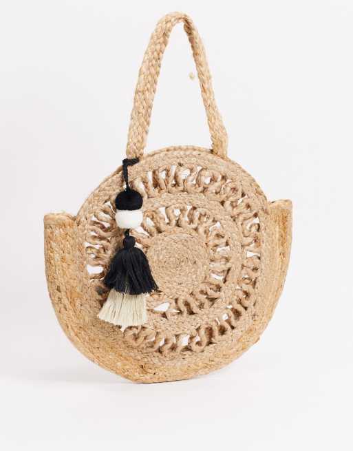 Bolso redondo de yute de Pieces ASOS