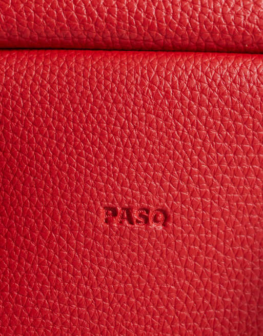 Bolso rojo estilo bolera con dos asas de PASQ, 3 de 4