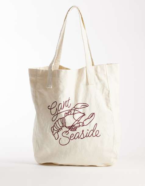 Bolso shopper color crema con estampado de langosta de GANT - view 1