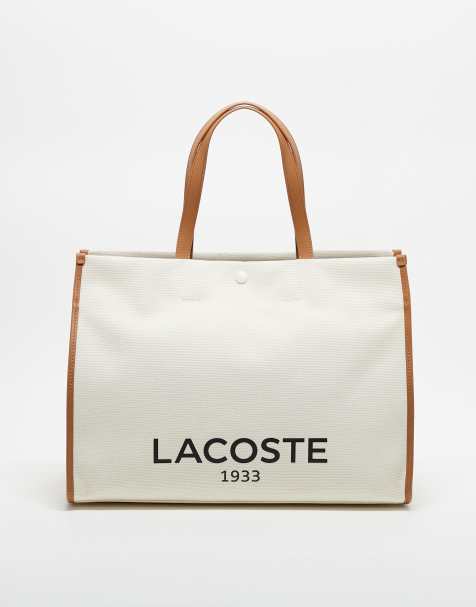 Bolso shopper color crema y marrón estampado de Lacoste - view 1