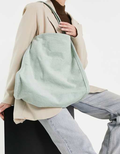 Bolso shopper color salvia de pana de ASOS DESIGN ASOS