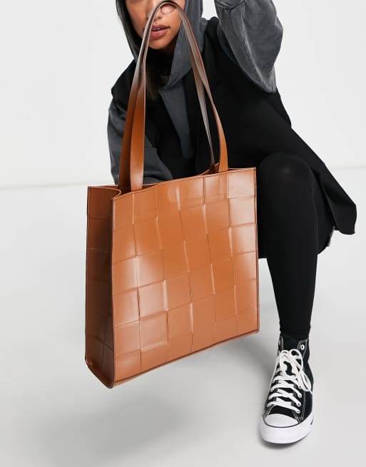 Bolso shopper color tostado con diseno entretejido de ASOS DESIGN ASOS