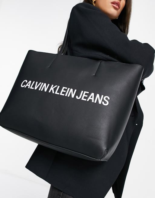 Bolso shopper negro online calvin klein