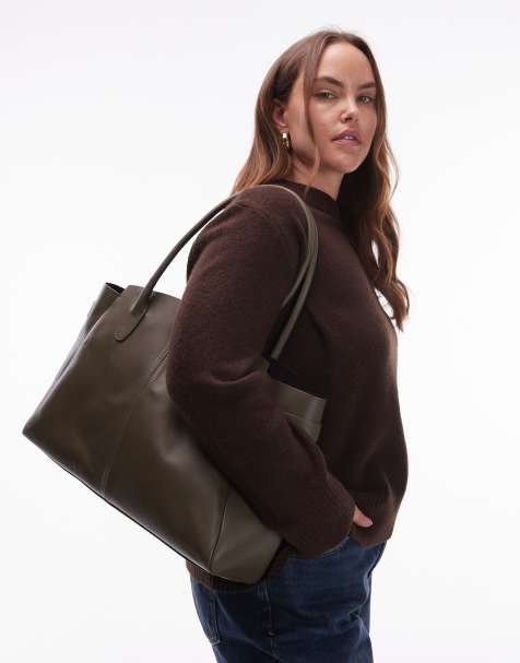 Bolso shopper verde oliva de estilo tote de cuero de & Other Stories - view 1