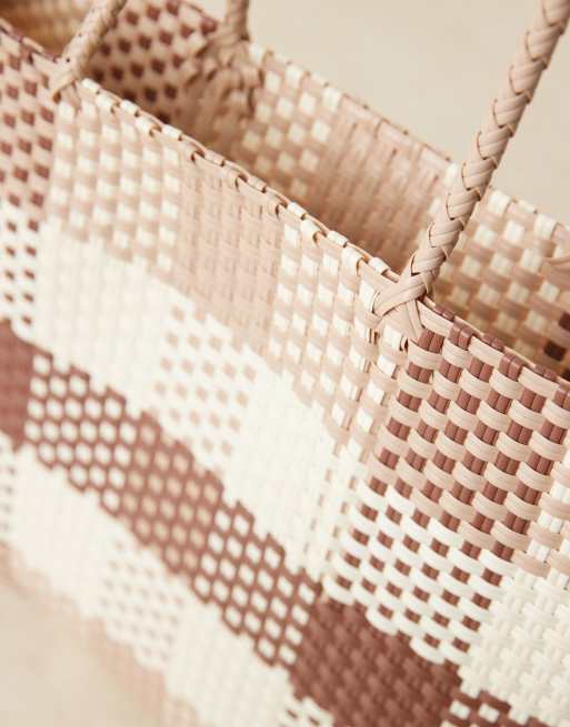 Bolso tote a cuadros estilo shopper con diseño entretejido de ASOS DESIGN, 3 de 4