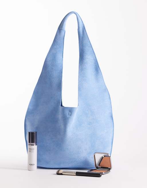 Bolso tote azul luminoso grande curvado y holgado con bolsillo interior de PASQ, 2 de 4