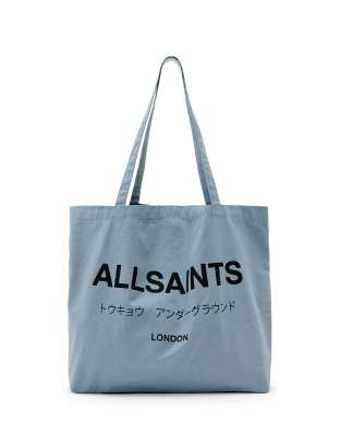 Bolso tote azul unisex de estilo shopper con lavado a la piedra Underground de AllSaints - view 1
