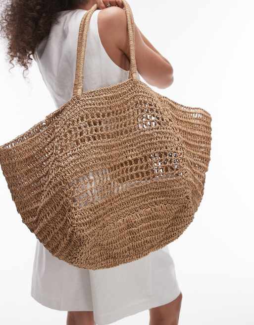 Bolso tote beis de paja entretejida Timi de Topshop, 2 de 4