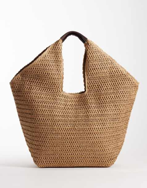 Bolso tote beis extragrande de corte estilo florero de paja de ASOS DESIGN - view 1