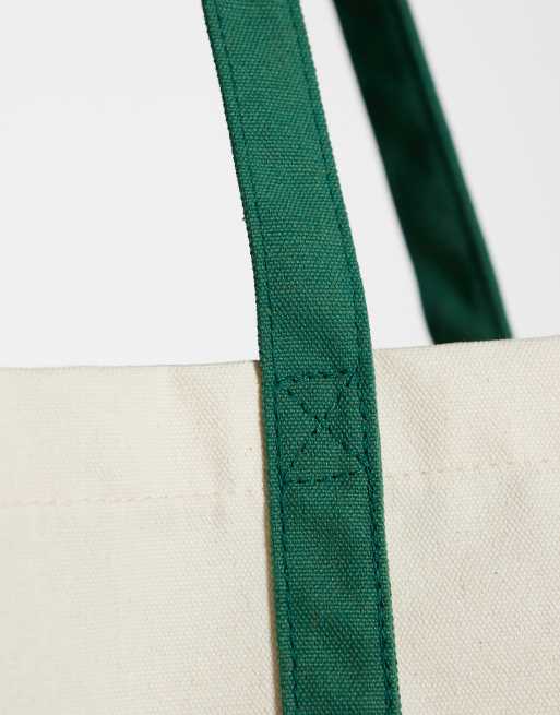 Bolso tote beis y verde con estampado de palmeras de lona de Jack & Jones, 3 de 4