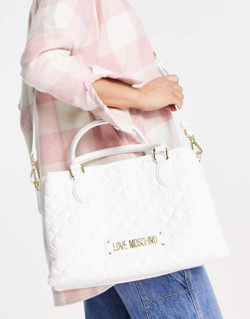 Bolso tote blanco acolchado de Love Moschino