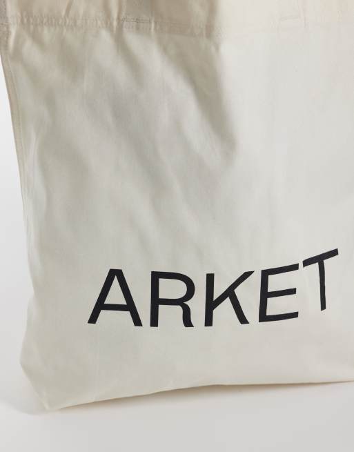 Bolso tote blanco hueso de lona de ARKET, 3 de 4