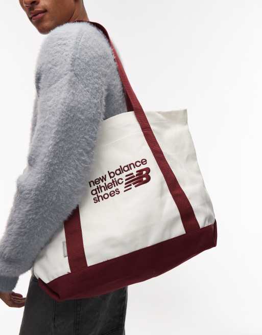 Bolso tote blanco hueso y burdeos de lona de New Balance, 2 de 4