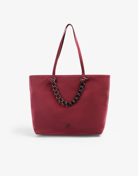 Bolso tote burdeos con cadena de Scalpers - view 1