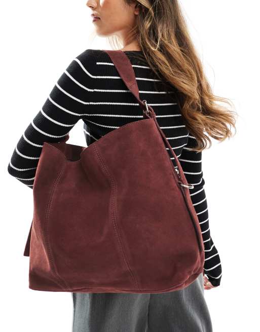 Bolso tote burdeos de ante con detalle de hebilla de ASOS DESIGN, 4 de 4