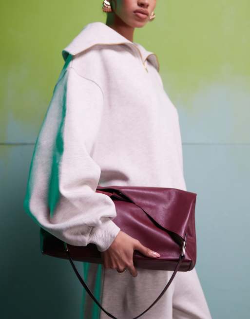 Bolso tote burdeos redondeado de cuero premium de ASOS DESIGN, 4 de 4
