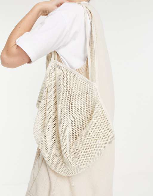 Bolso tote color crema con diseño de tiras de ASOS DESIGN, 2 de 4