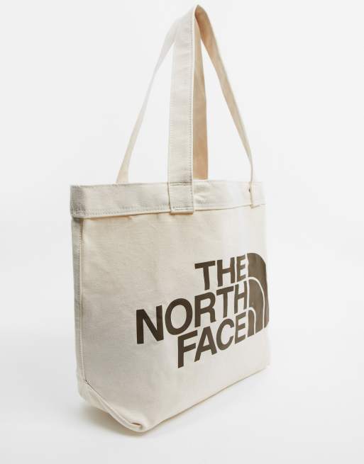 Bolso tote color crema con logo de algodón de The North Face