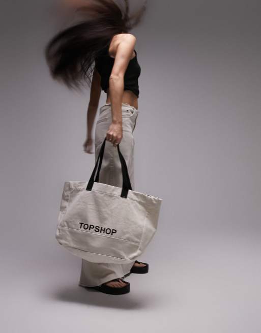 Bolso tote color crema de lona de Topshop, 3 de 4