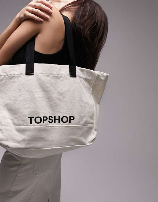 Bolso tote color crema de lona de Topshop, 4 de 4