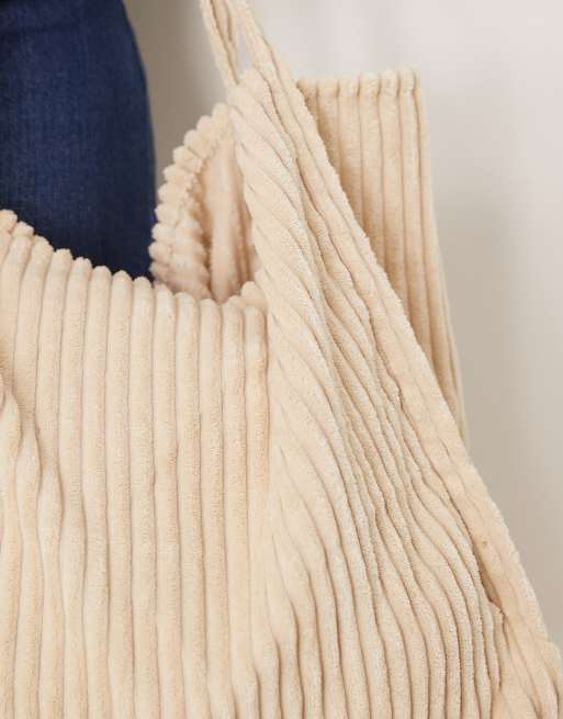 Bolso tote color crema grande de pana de ASOS DESIGN, 3 de 4