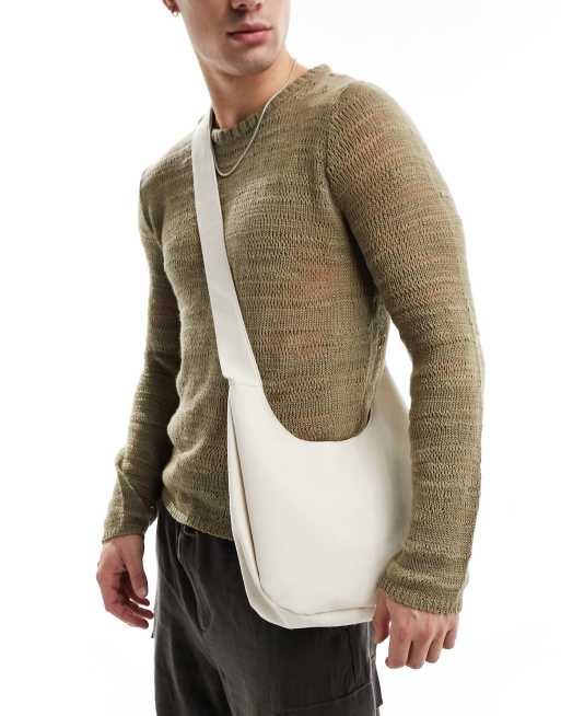 Bolso tote color crudo con diseño de media luna de lona de My Accessories