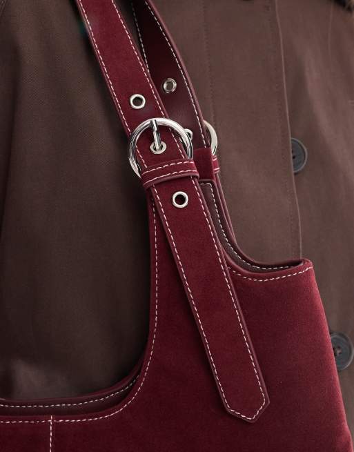 Bolso tote de hombro burdeos de antelina de Glamorous , 2 de 4