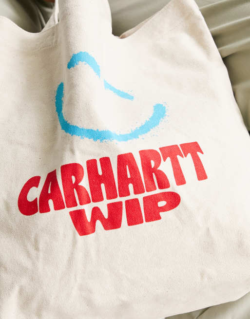 Bolso tote extragrande con estampado gráfico de logo y sonrisa de Carhartt WIP, 3 de 4