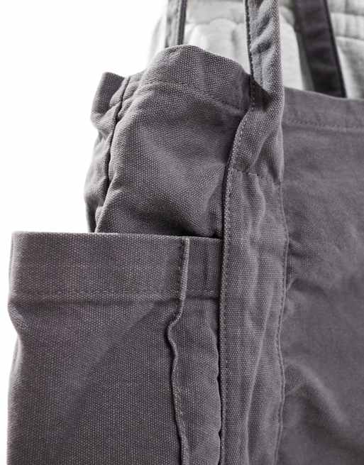Bolso tote extragrande con lavado gris de lona gruesa de ASOS DESIGN, 2 de 4