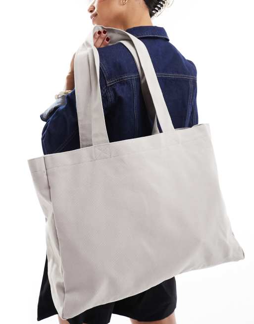 Bolso tote grande blanco hueso de lona de My Accessories, 4 de 4