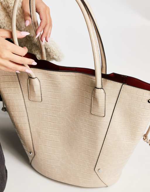 Bolso tote grande color piedra estructurado de Topshop, 2 de 4